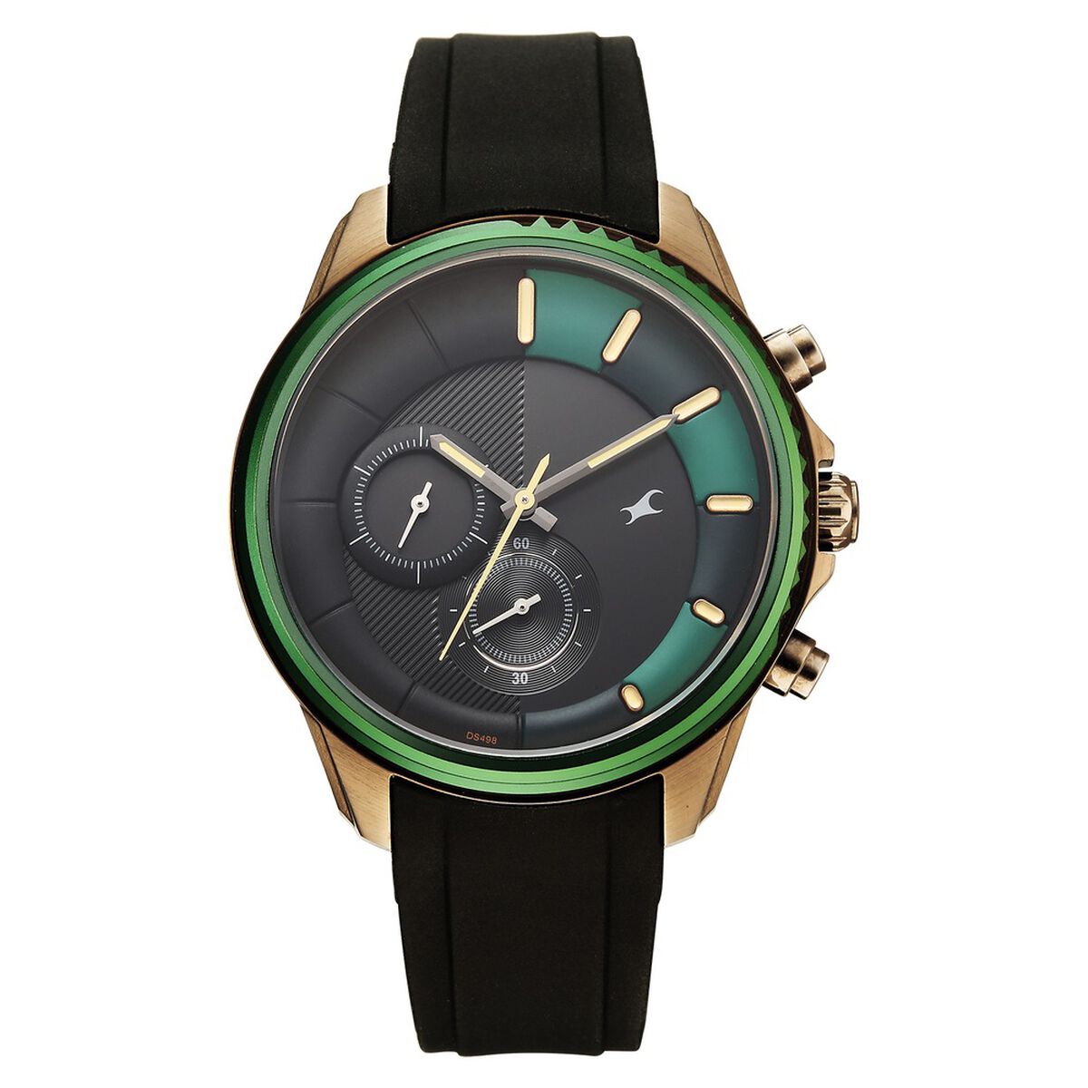Fastrack Wild Quartz Chronograph Two Toned Dial Black Silicone Strap Watch For Guys 1