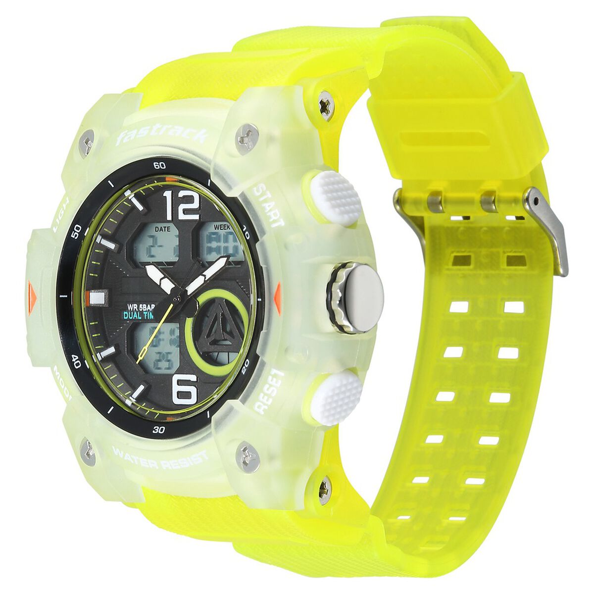 Fastrack StreetStyle Quartz Analog Digital Black Dial Translucent Green Polyether Strap Watch For Guys 3