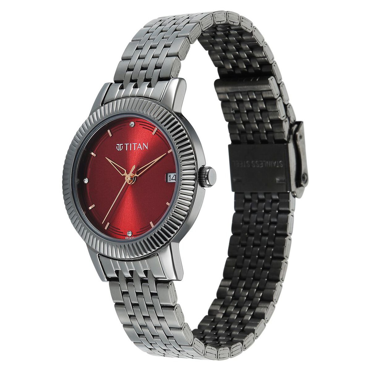 Titan Titan Karishma Quartz Analog Red Dial Grey Stainless Steel Strap Watch For Women 3