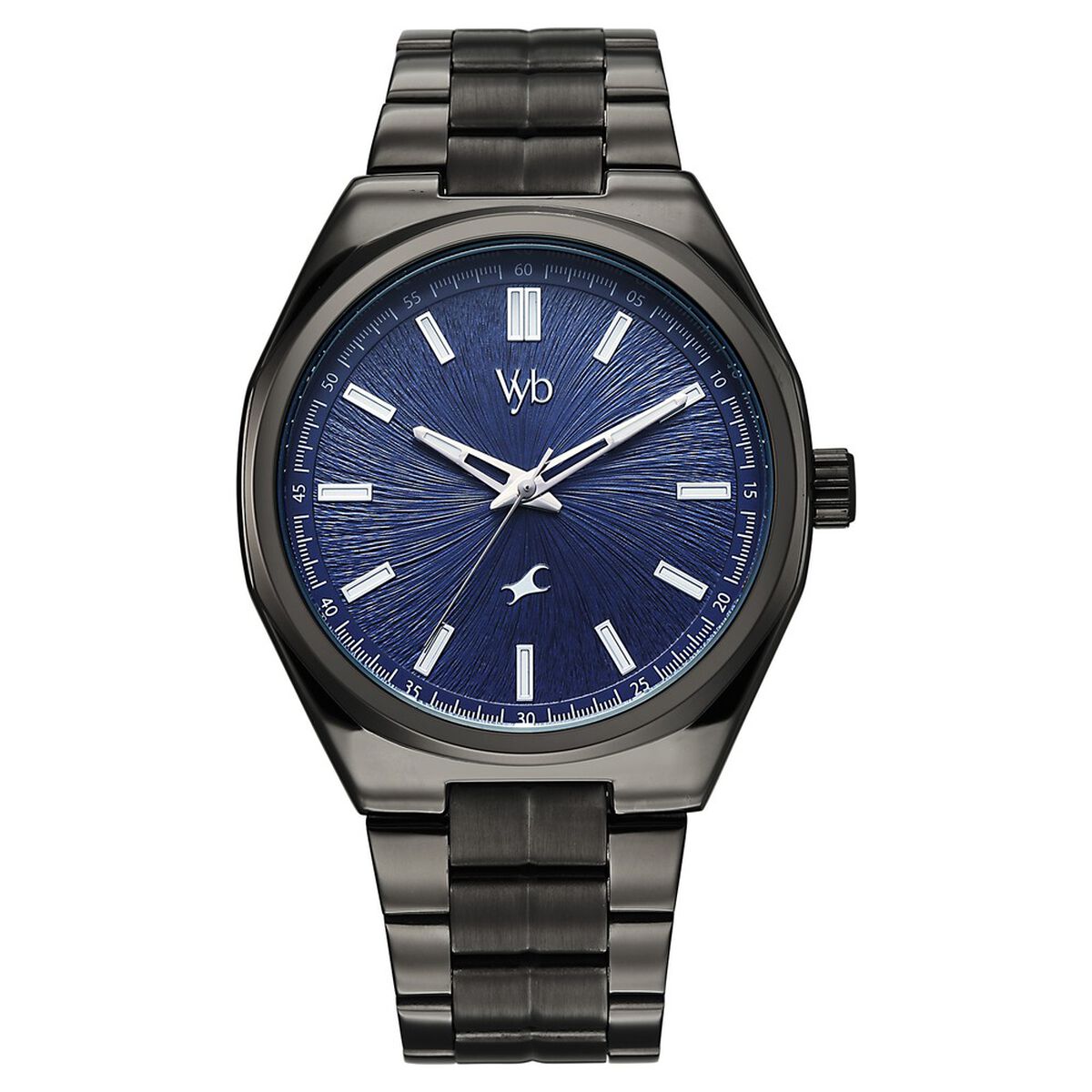 Vyb Aviator By Fastrack Quartz Analog Blue Dial Grey Stainless Steel Strap Watch For Guys 1