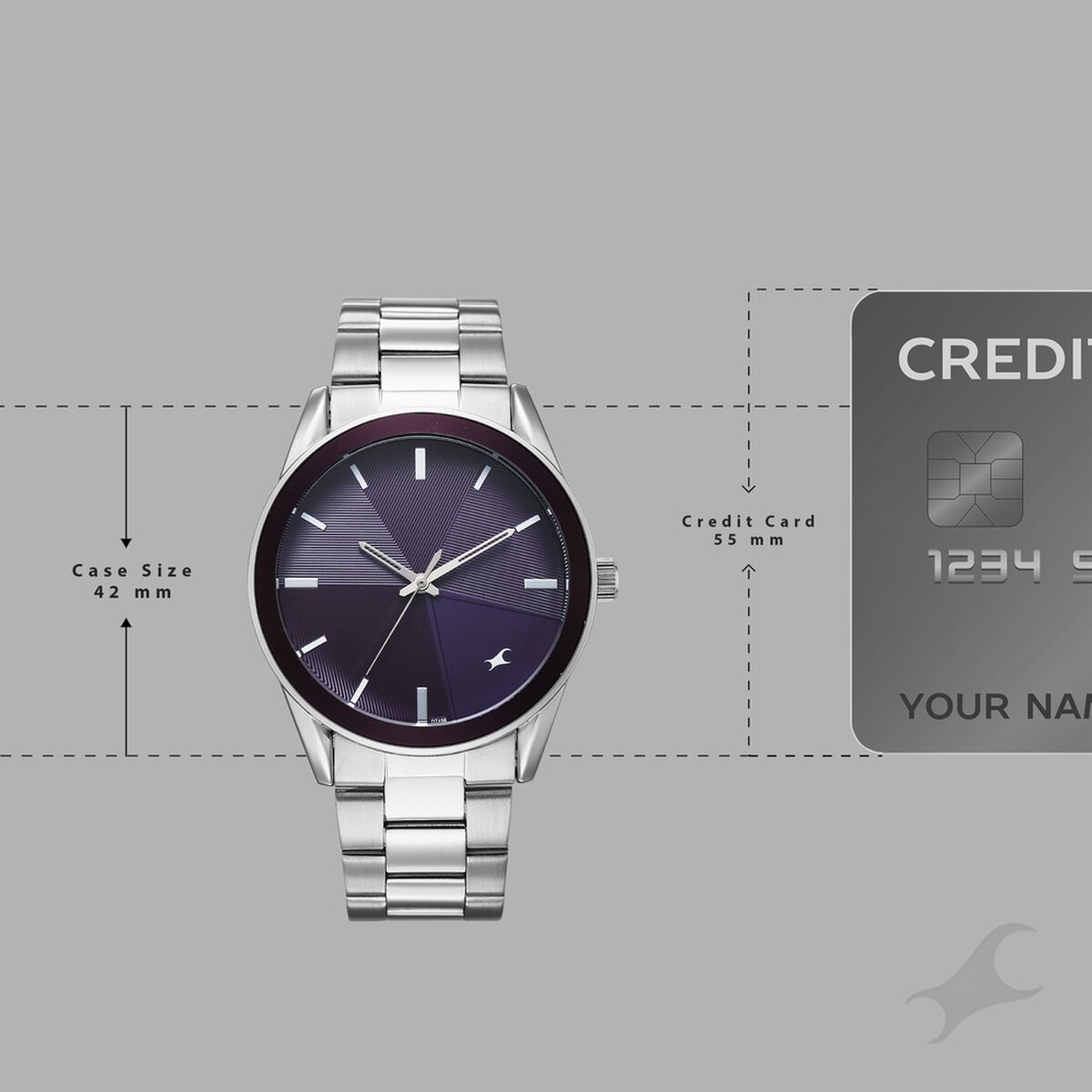 Fastrack Stunners Quartz Analog Purple Dial Silver Stainless Steel Strap Watch For Guys 4