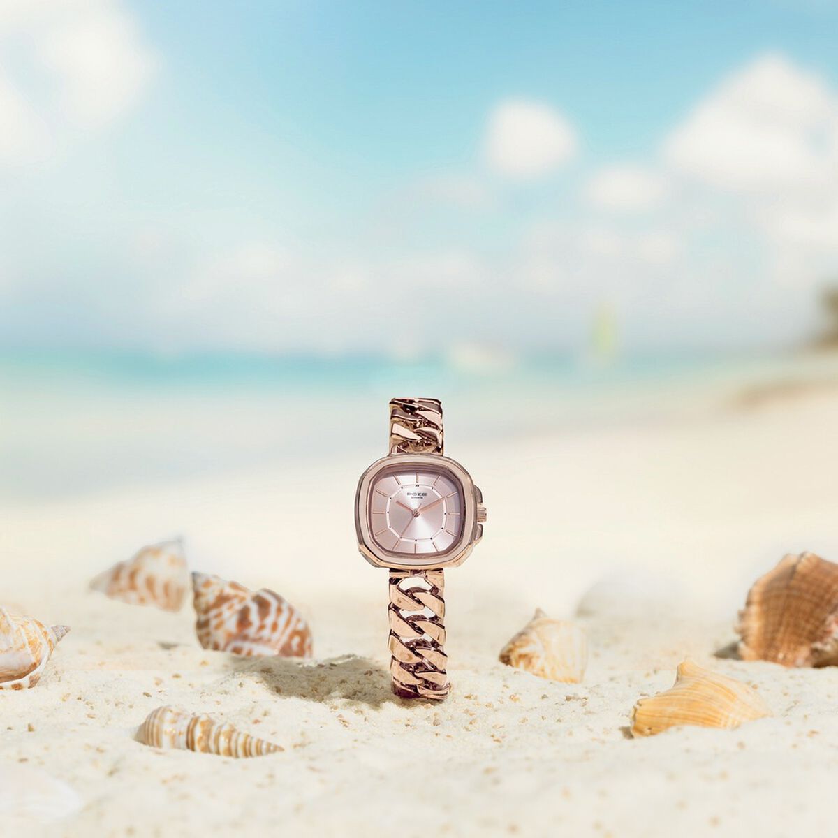Sonata Poze Quartz Analog Rose Gold Dial Metal Strap Watch For Women 1