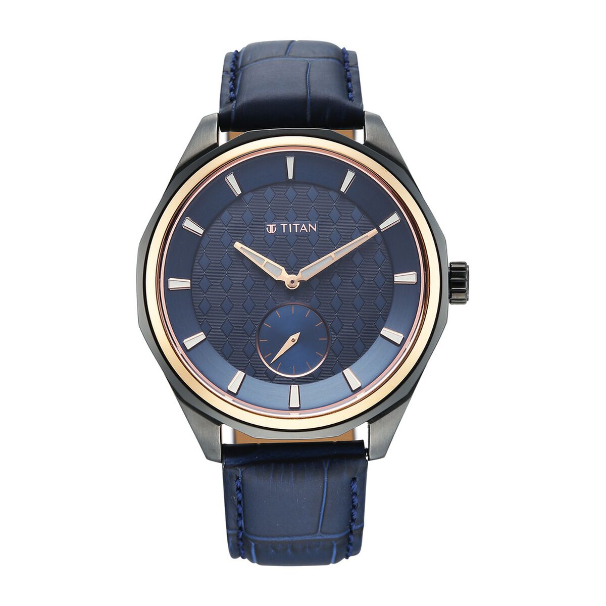 Titan Regalia Opulent Offset Second Hand Blue Dial Blue Leather Strap Watch For Men 2