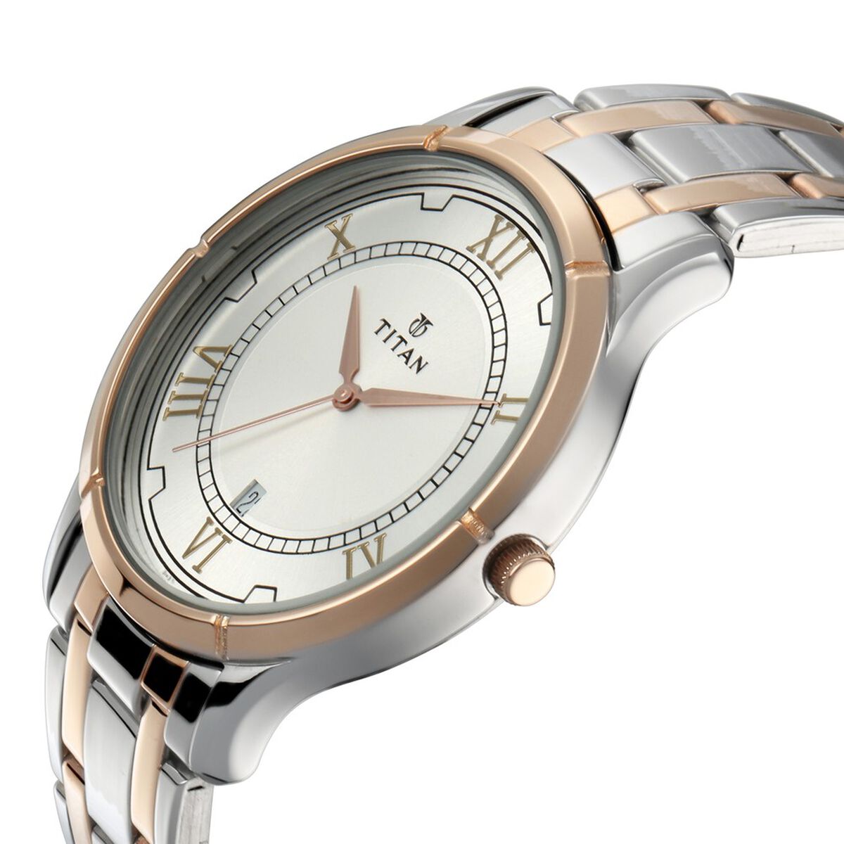Titan Bandhan Quartz Analog with Date Silver Dial Two Toned Stainless Steel Strap Watch For Couple 2
