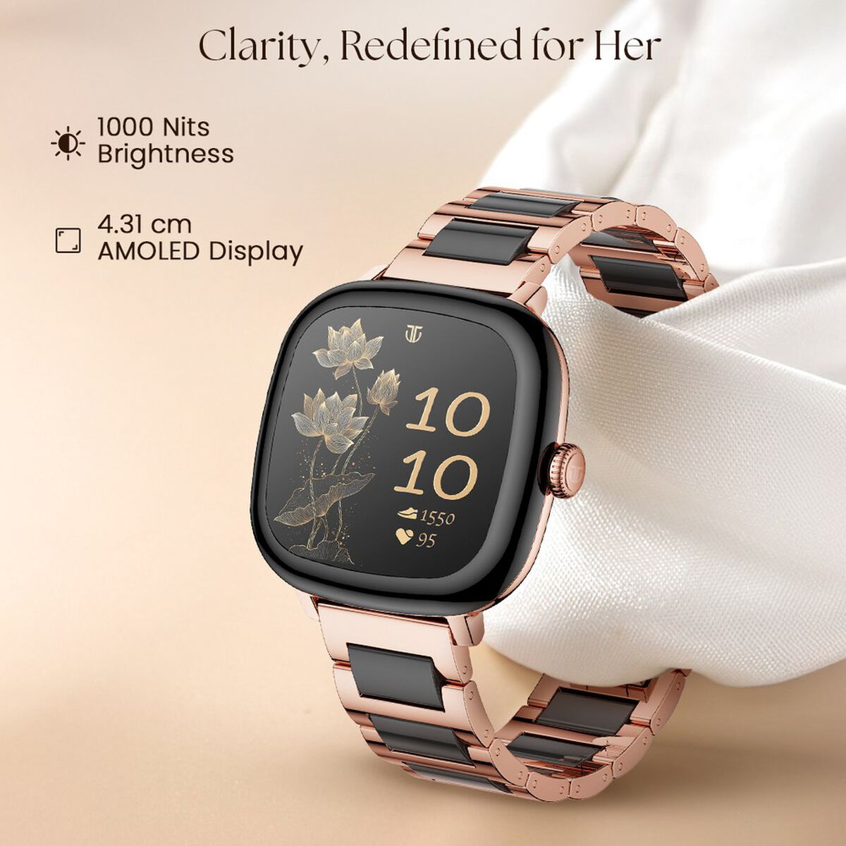 Titan AiRA Women Smartwatch 1.70" inch AMOLED Display, AI Chat, Functional Crown, Luna Wellness, 24/7 Health Suite. 3