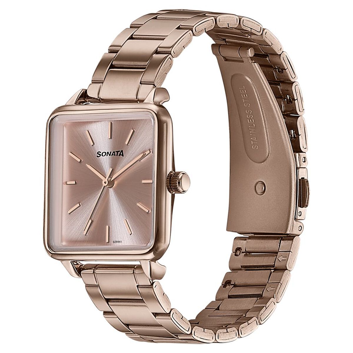 Sonata Wedding Edit Quartz Analog Pink Dial Stainless Steel Strap Watch For Women 4
