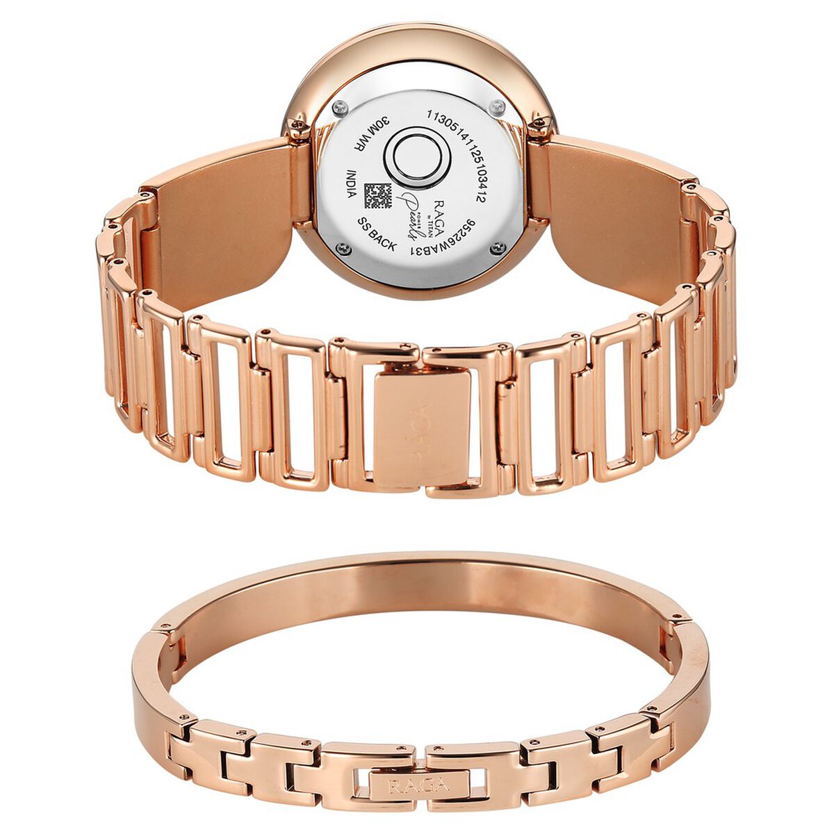 Titan Raga Power Pearls Quartz Analog Mother of Pearl Dial Rose Gold Metal Strap Watch For Women 5