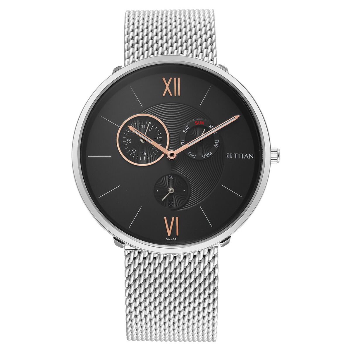 Titan Slim Quartz Multifunction Black Dial Stainless Steel Strap watch for Men 2