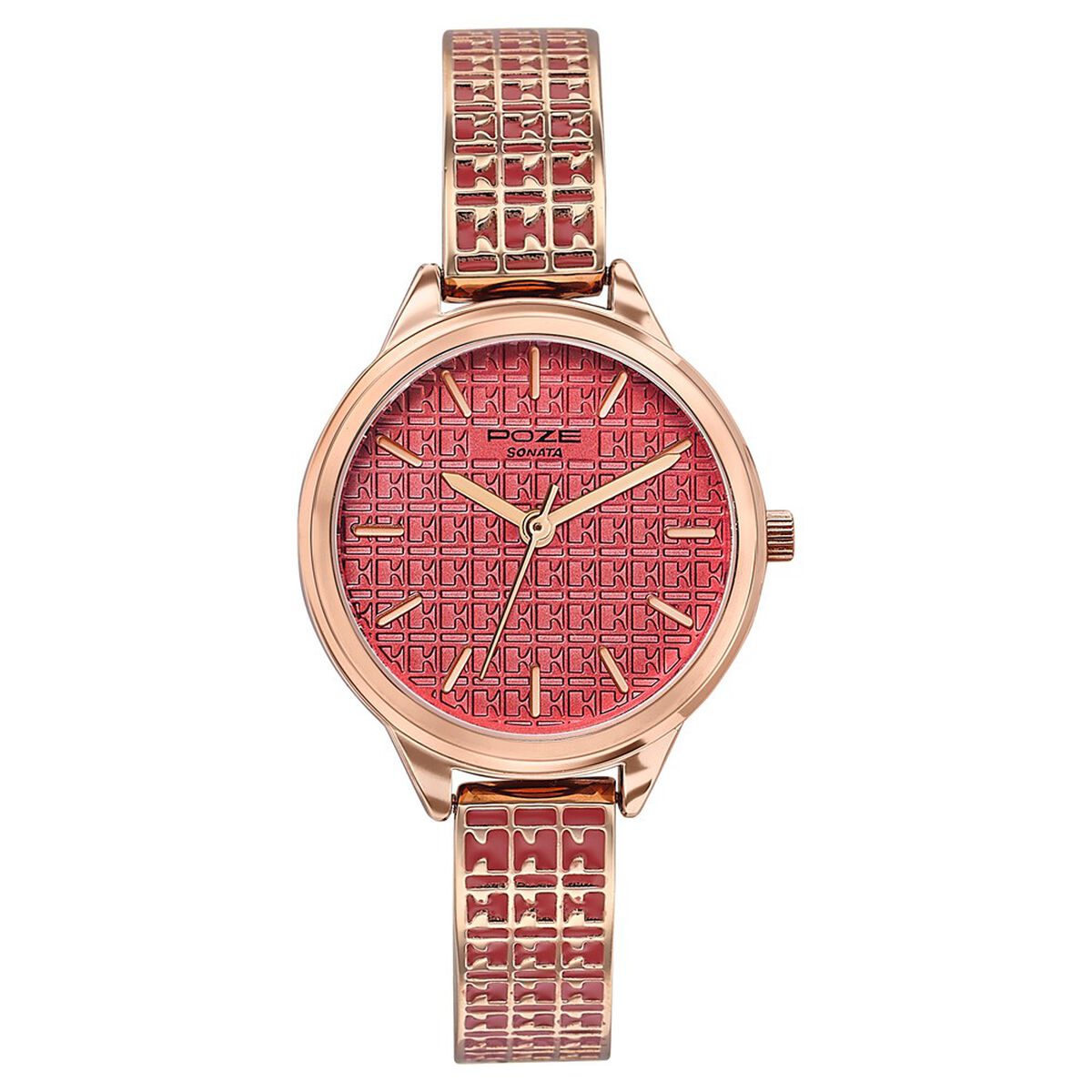 Poze By Sonata Quartz Analog Pink Dial Two Toned Metal Strap Watch For Women 2