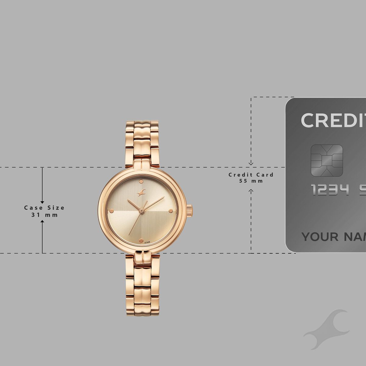 Fastrack Stunners Quartz Analog Beige Dial Rose Gold Stainless Steel Strap Watch For Girls 4
