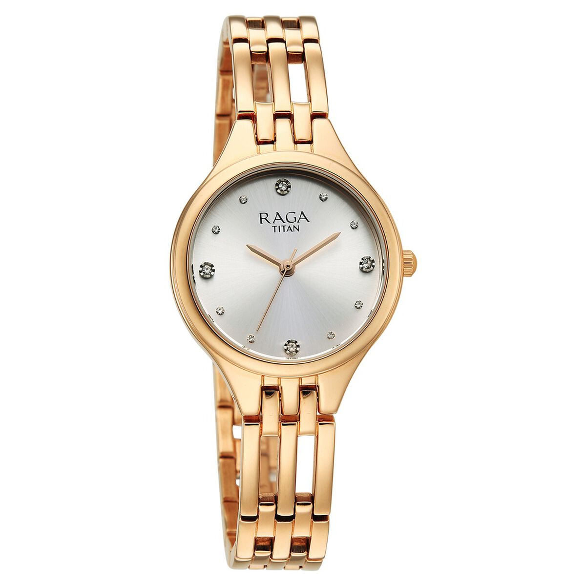 Titan Raga Showstopper Quartz Analog Silver Dial Rose Gold Metal Strap Watch For Women 2