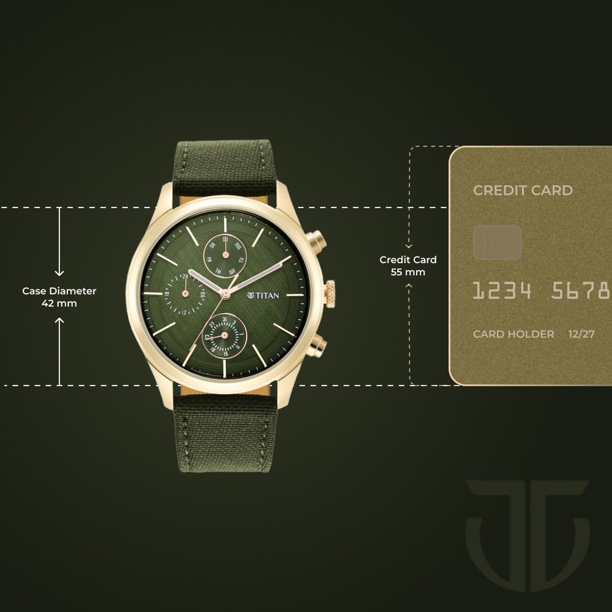 Titan Neo Splash Green Dial Quartz Analog with Date Fabric Strap watch for Men 3