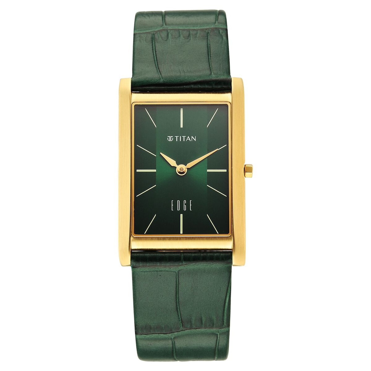 Titan Edge Monture Quartz Analog Green Dial Green Leather Strap Watch For Men 1