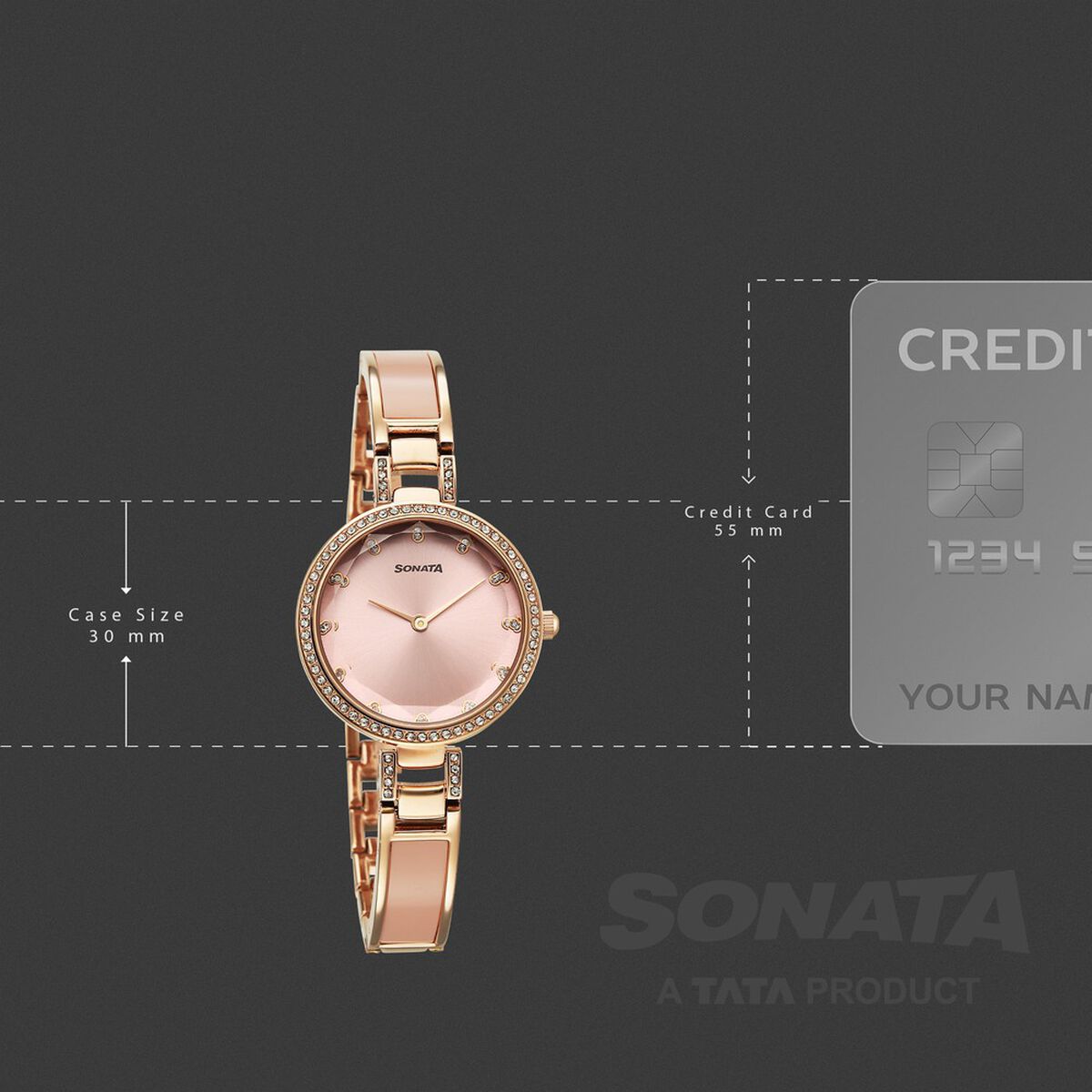 Sonata Aura Quartz Analog Pink Dial Rose Gold Stainless Steel Strap Watch For Women 3