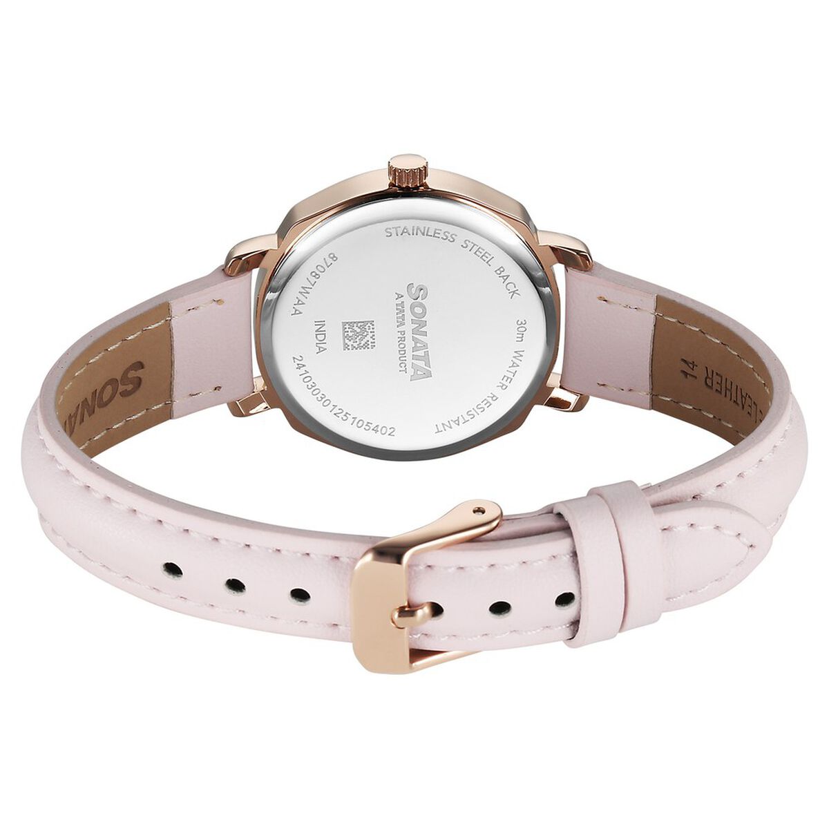 Sonata Eternia Quartz Analog Pink Dial Leather Strap Watch For Women 5