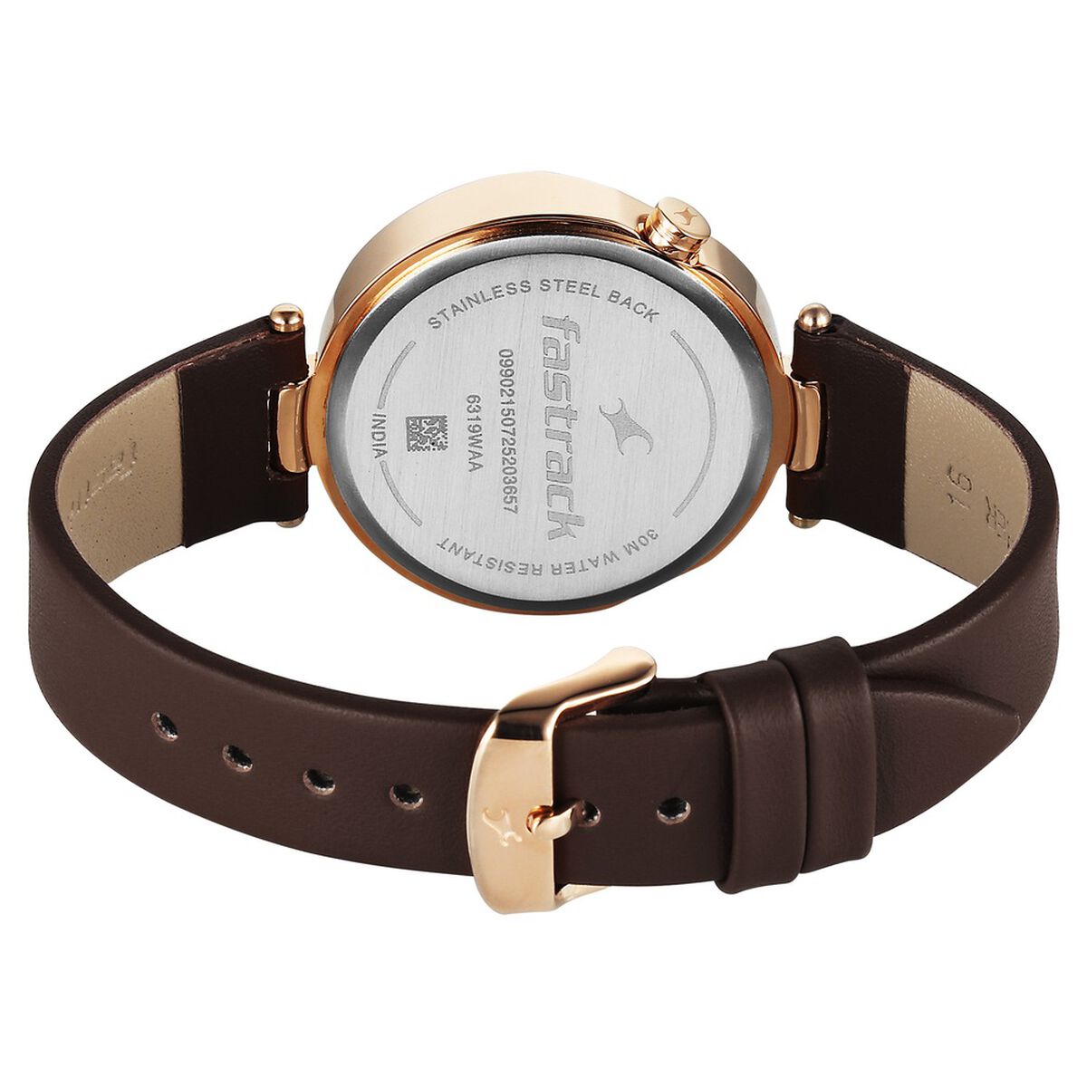 Fastrack Tick Tock Quartz Multifunction Brown Dial Leather Strap Watch For Girls 5