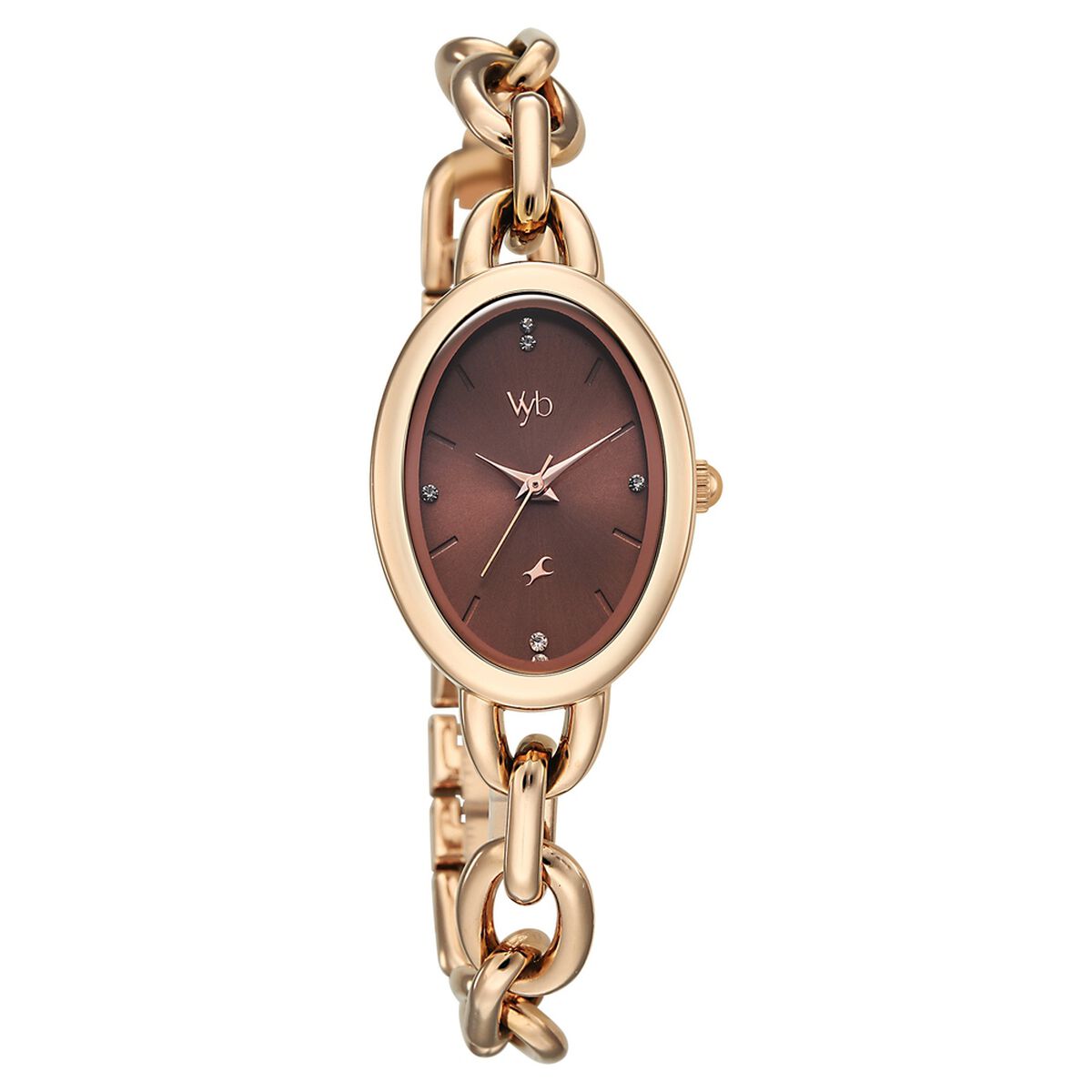 Vyb Manifester By Fastrack Quartz Analog Brown Dial Rose Gold Metal Strap Watch For Girls 2