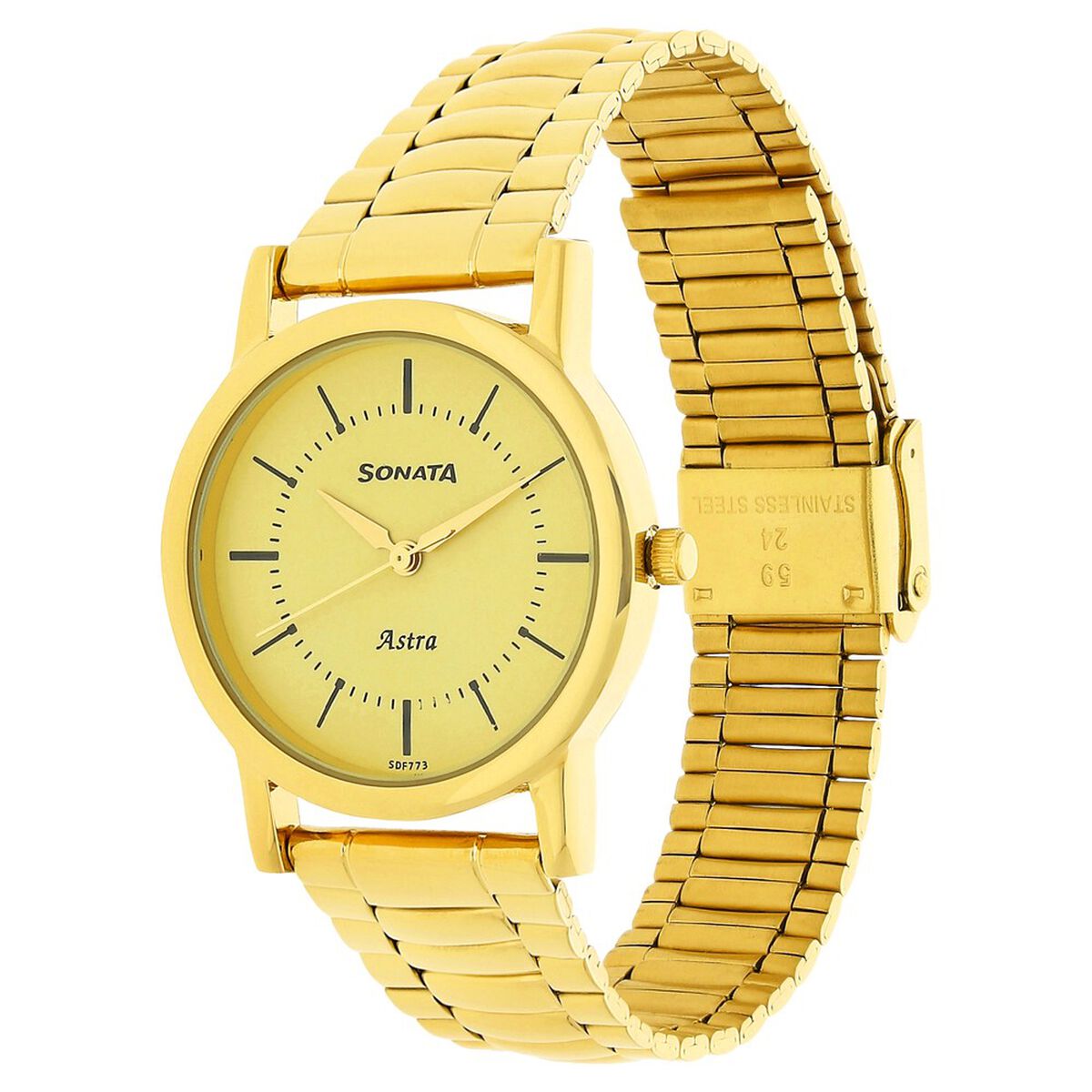 Sonata Quartz Analog Champagne Dial Stainless Steel Strap Watch for Men 2