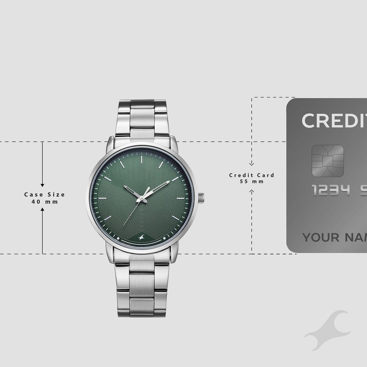 Fastrack Stunners Quartz Analog Green Dial Silver Stainless Steel Strap Watch For Guys 4