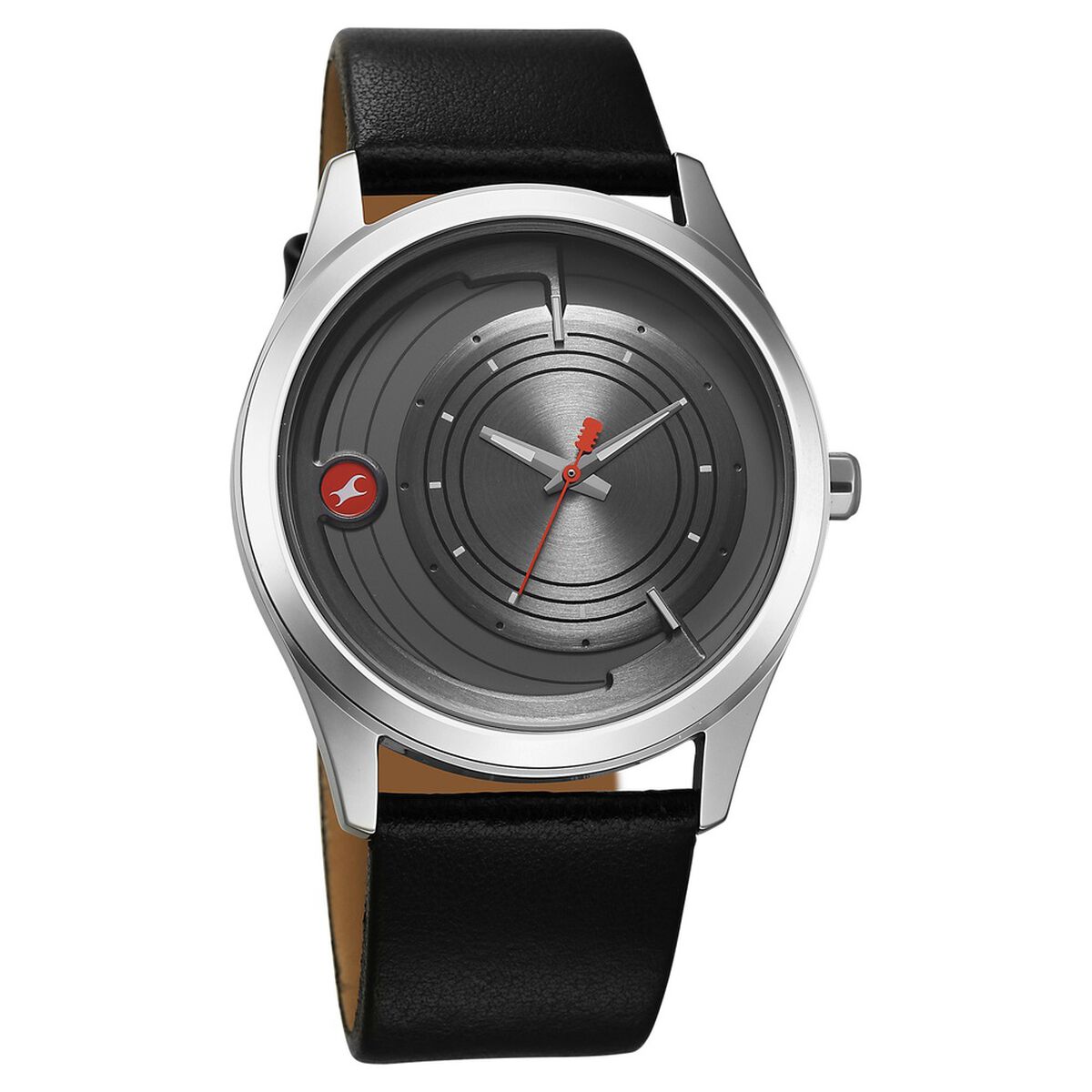 Fastrack Groove Quartz Analog Grey Dial Black Leather Strap Watch For Guys 2