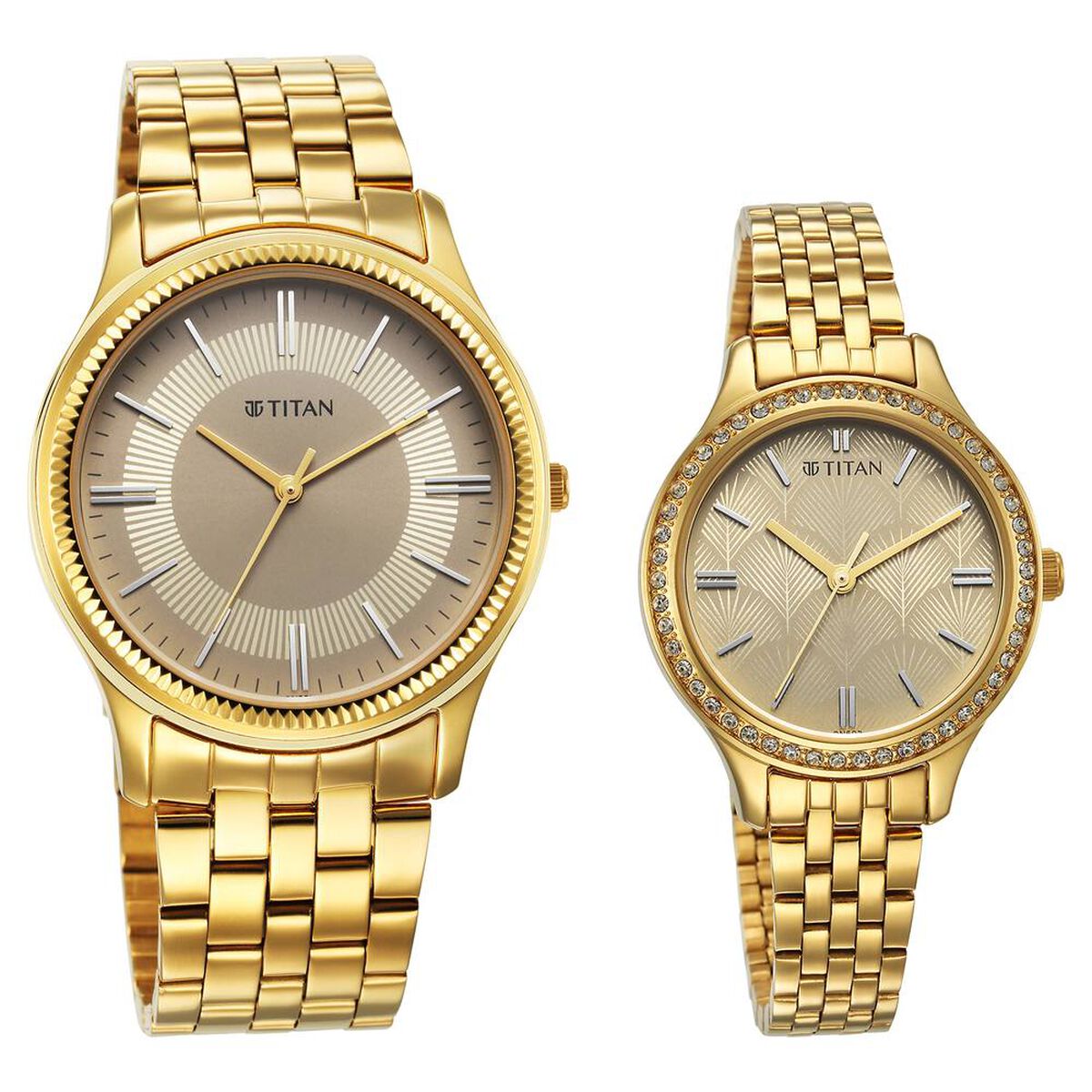 Titan Karishma Bandhan Champagne Dial Analog Stainless Steel Strap watch for Couple 2