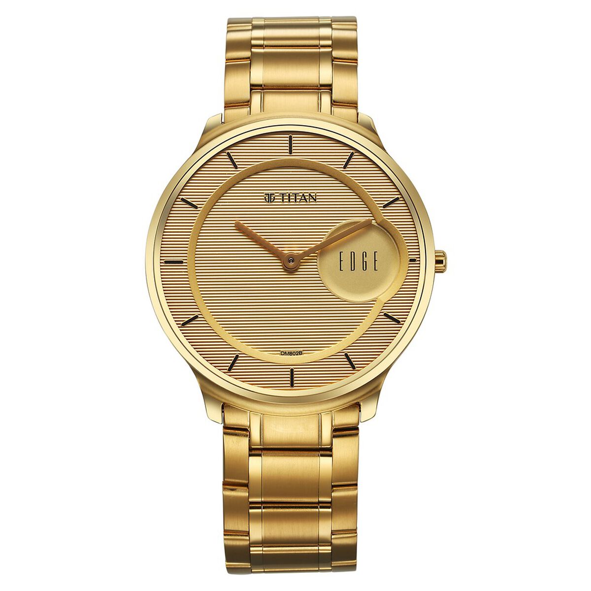 Titan Edge Metal Golden Dial Stainless Steel Strap Watch for Men 1