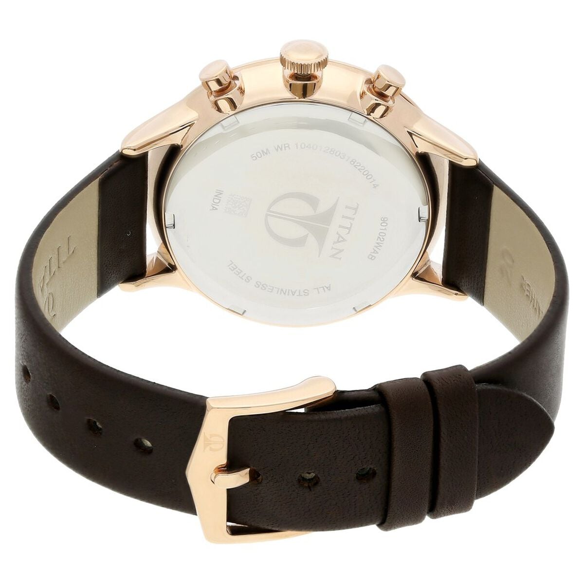 Titan Quartz Multifunction White Dial Leather Strap Watch for Men 5