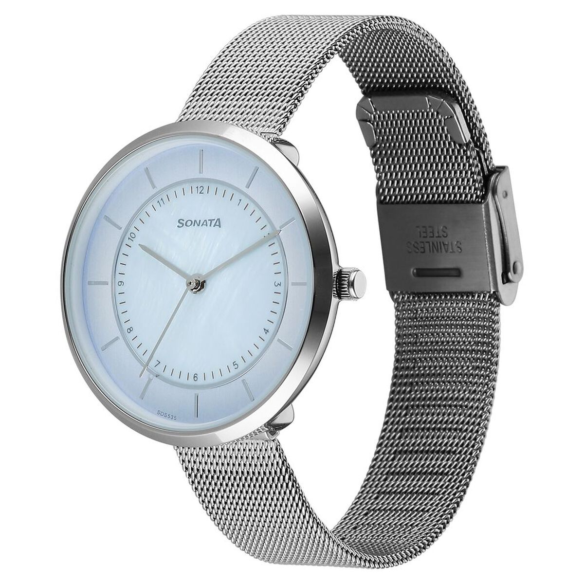 Sonata Modern Edit Quartz Analog Blue Dial Stainless Steel Strap Watch For Women 2