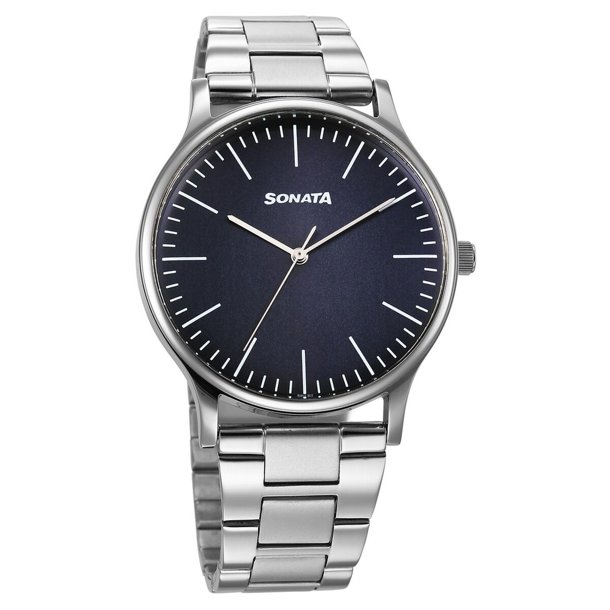 Sonata Aspire Quartz Analog Blue Dial Stainless Steel Strap Watch For Men 1