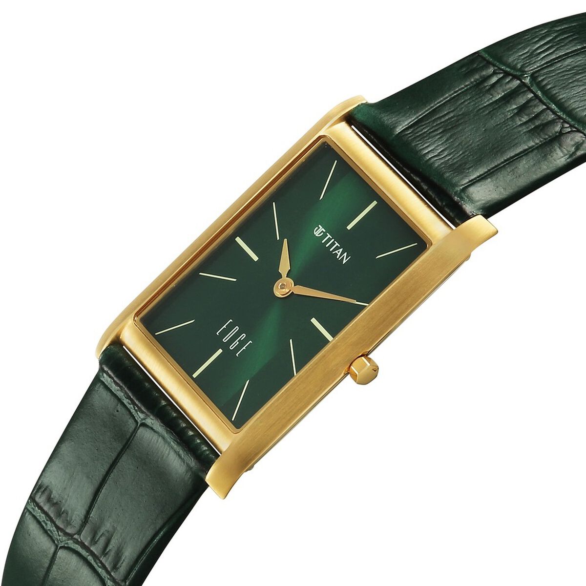 Titan Edge Monture Quartz Analog Green Dial Green Leather Strap Watch For Men 5