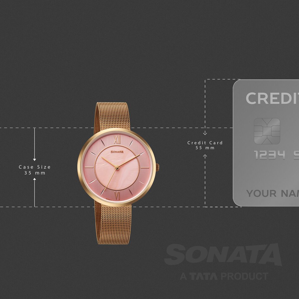 Sonata Modern Edit Quartz Analog Pink Mother of Pearl Dial Stainless Steel Strap Watch For Women 4