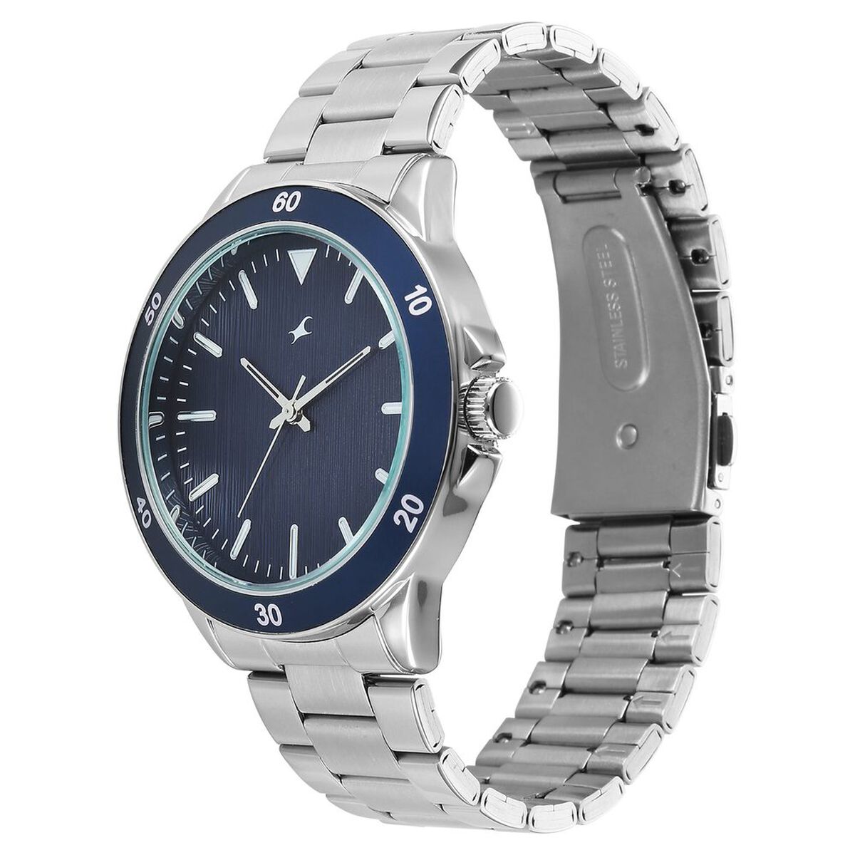 Fastrack Stunners Quartz Analog Blue Dial Black Stainless Steel Strap Watch For Guys 3