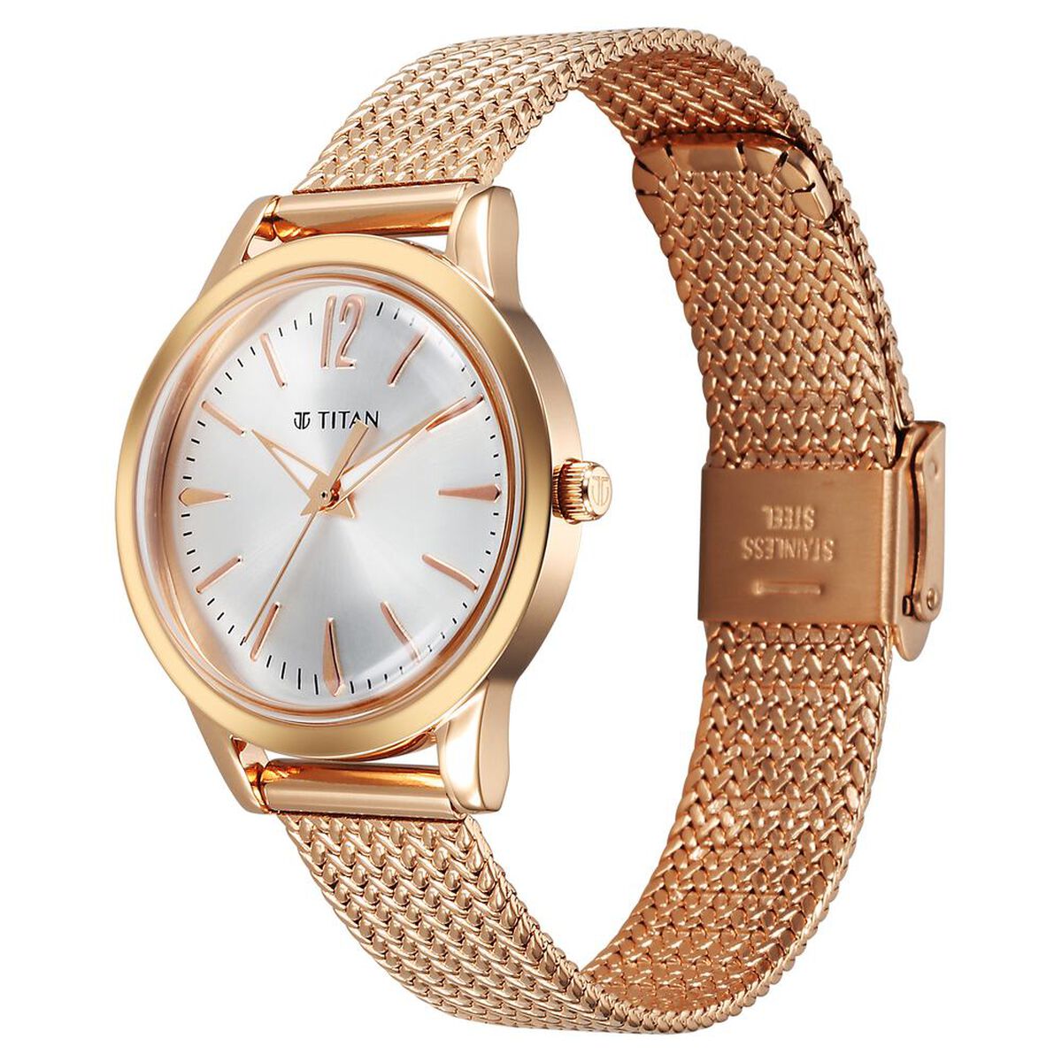 Titan Titan Timeless Urban Quartz Analog Silver Dial Metal Strap Watch For Women 3