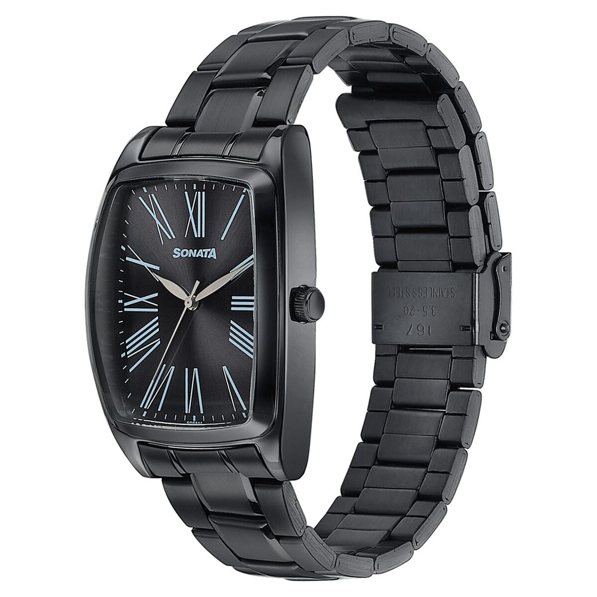 Sonata Ascent Black Tonneau Watch for Men 3