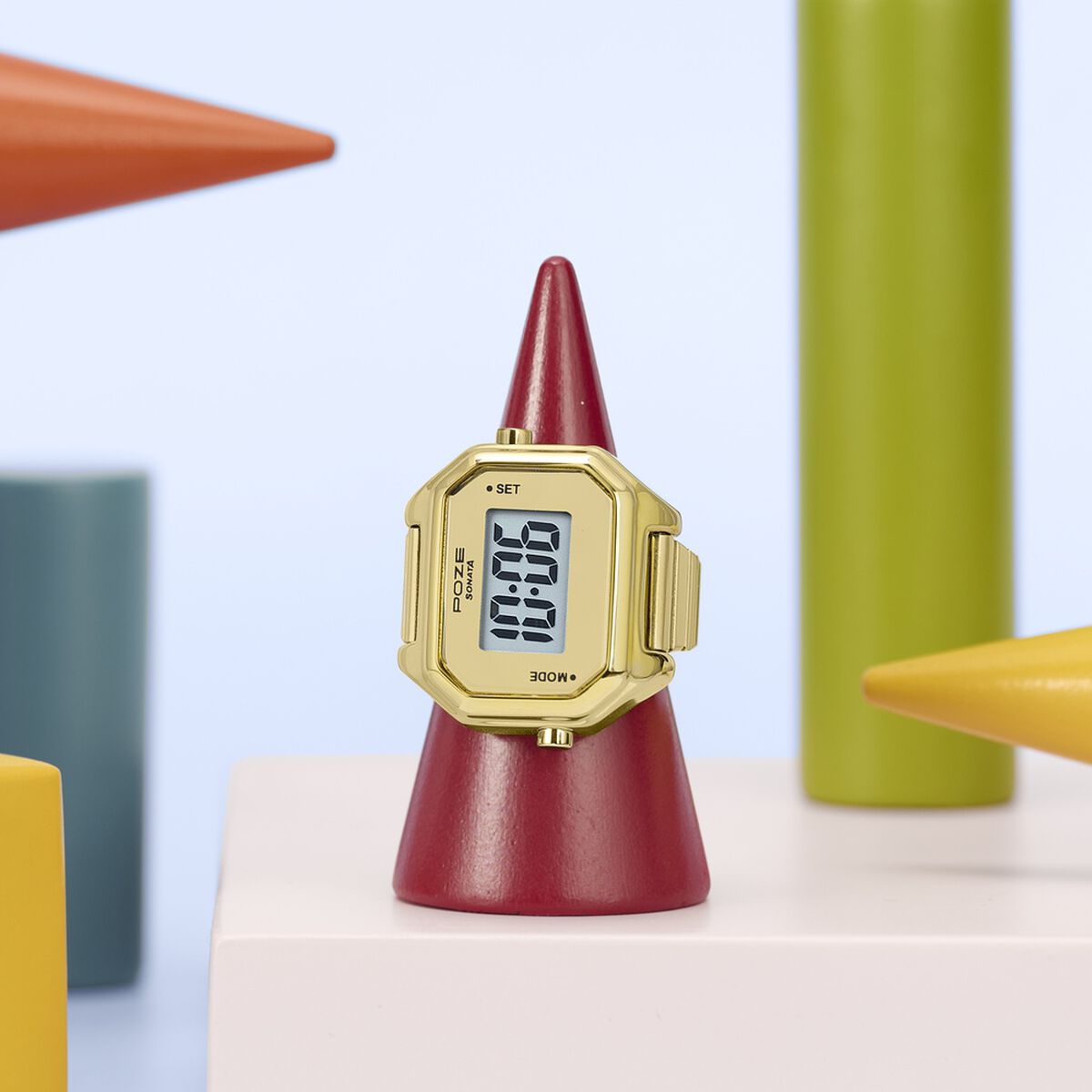 Poze By Sonata Digital Ring Watch With Golden Dial For Women 1