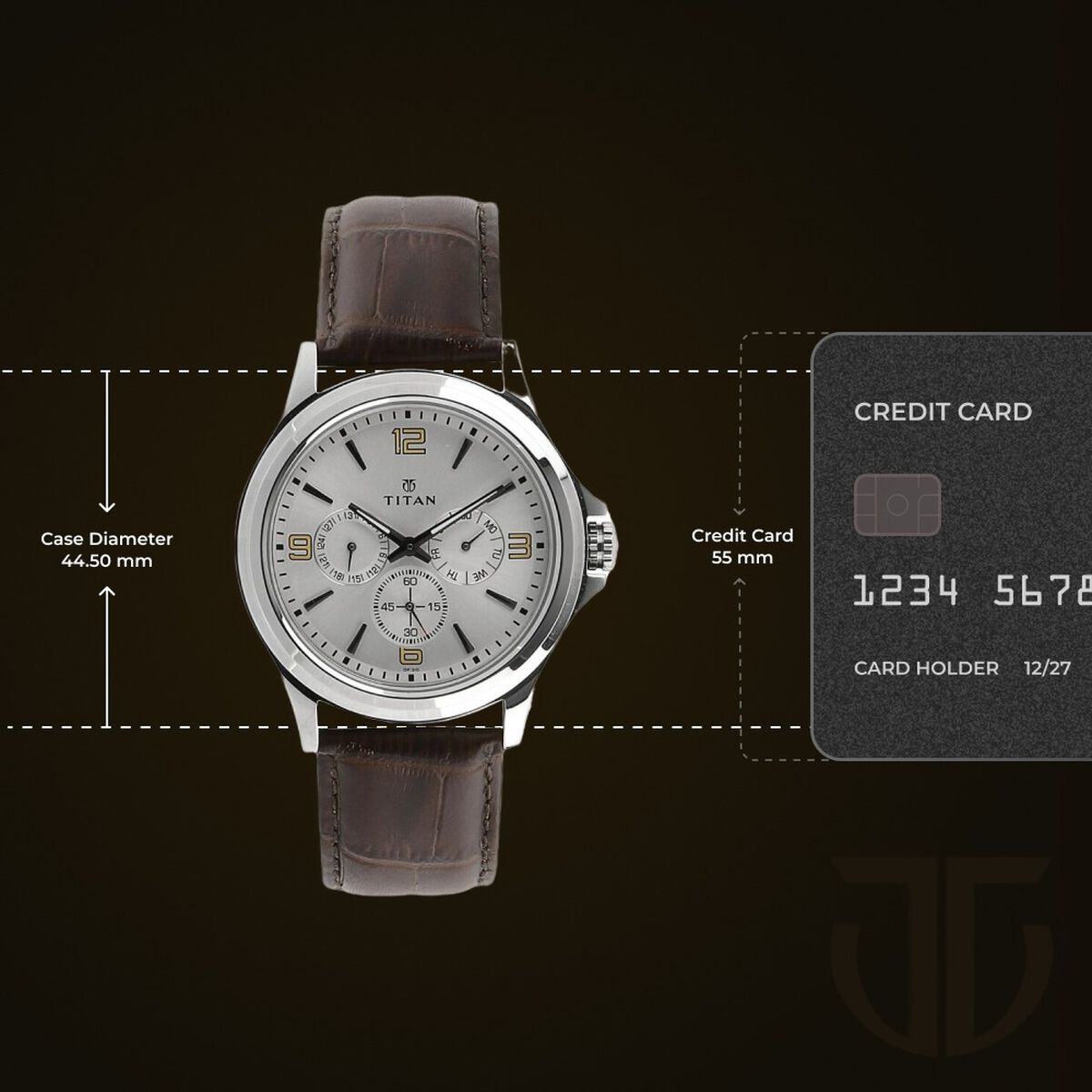 Titan Quartz Multifunction Silver Dial Leather Strap Watch for Men 3