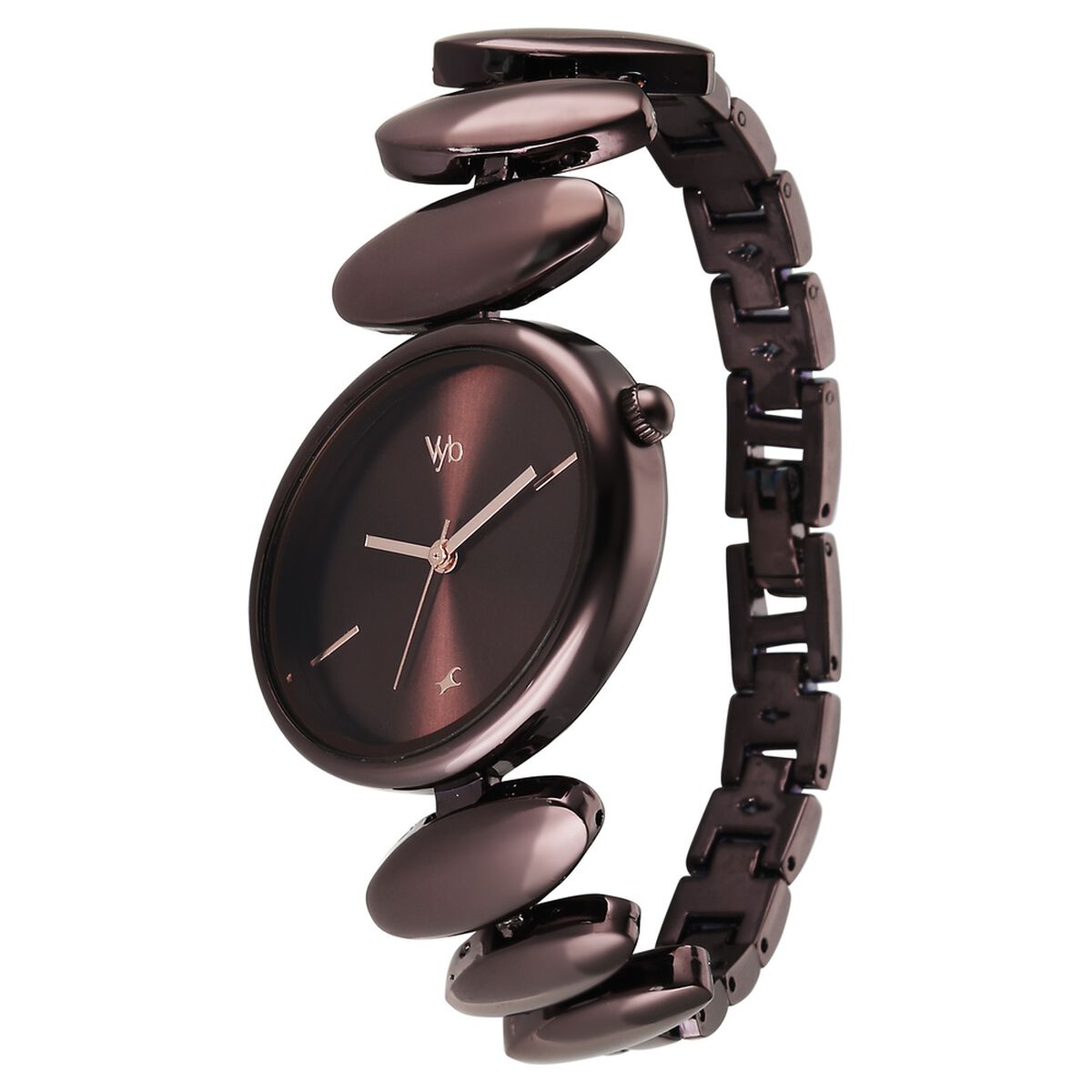 Vyb Successor By Fastrack Quartz Analog Brown Dial Brown Metal Strap Watch For Girls 3