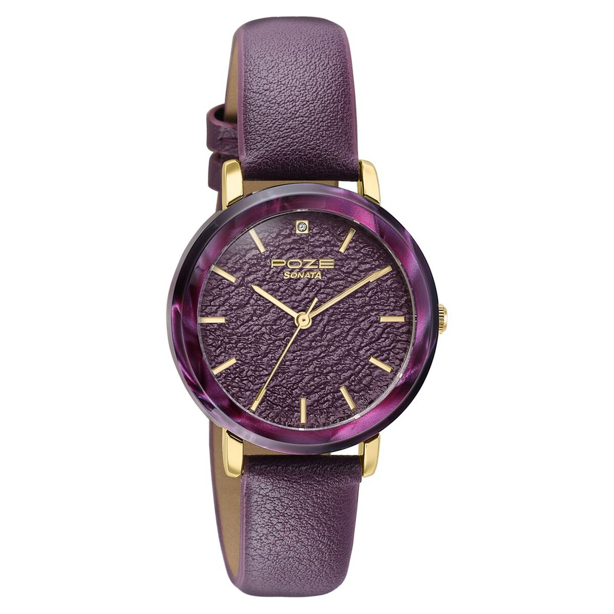 Poze By Sonata Quartz Analog Purple Dial Purple PU Leather Strap Watch For Women 3