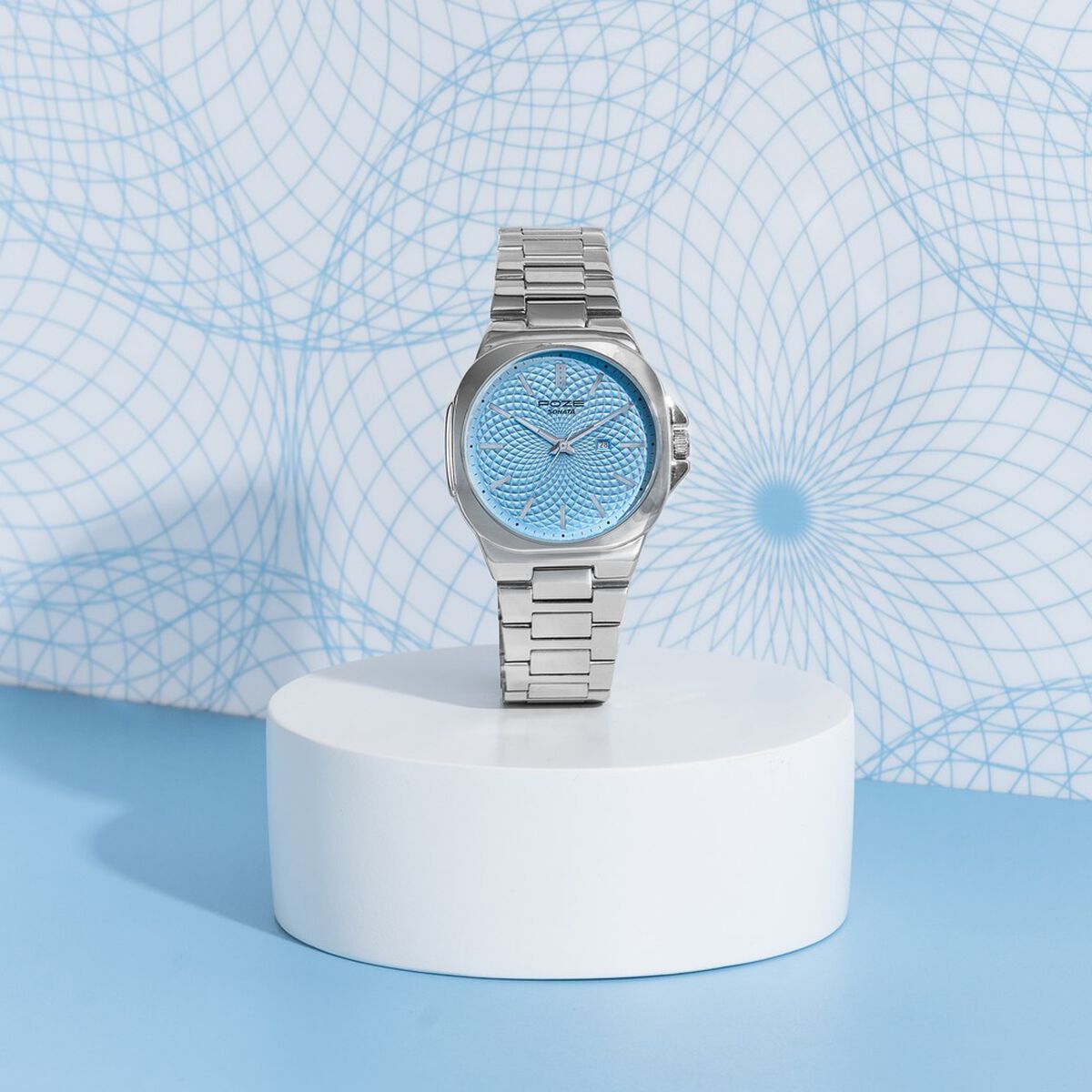 Sonata Poze Quartz Analog Blue Dial Silver Colour Stainless Steel Strap Watch For Men 1