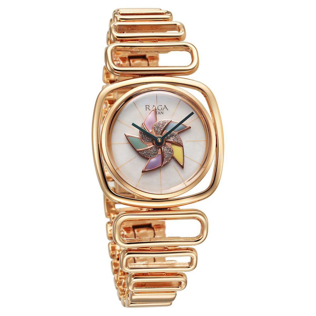 Titan Raga Memoirs Pinwheel Quartz Analog Mother of Pearl Dial With Rose Gold Color Metal Strap Watch For Women 3