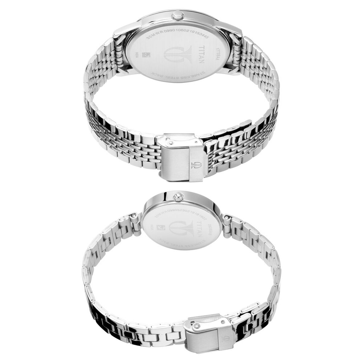 Titan Bandhan Quartz Analog Silver Dial Silver Stainless Steel Strap Watch For Couple 5