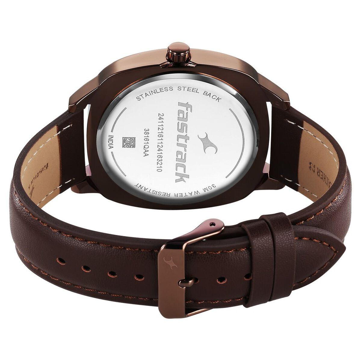 Fastrack Stunners X Quartz Analog Brown Dial Leather Strap Watch For Guys 5