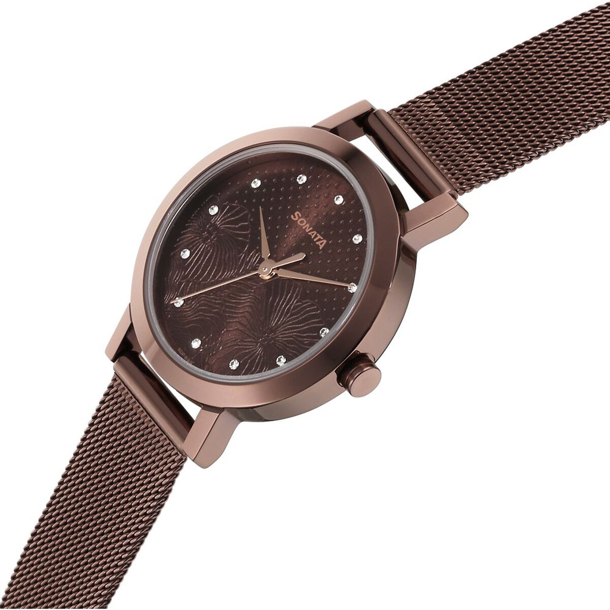 Sonata Quartz Analog Brown Stainless Steel Strap for Women 3