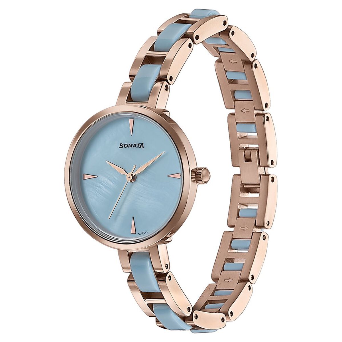 Sonata Wedding Edit Quartz Analog Blue Dial Stainless Steel With Acetate Strap Watch For Women 4