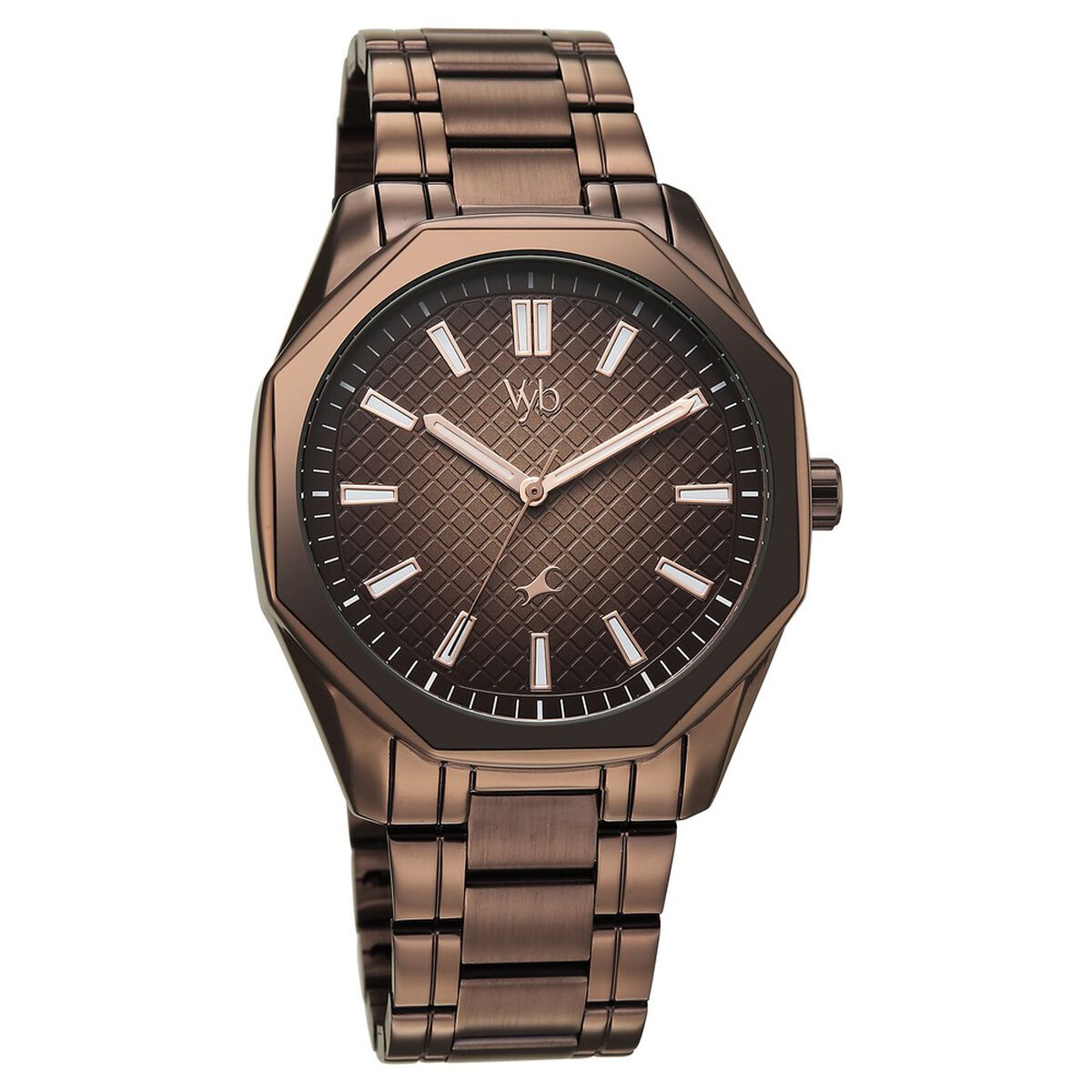 Vyb Quest By Fastrack Quartz Analog Brown Dial Brown Metal Strap Watch For Guys 1