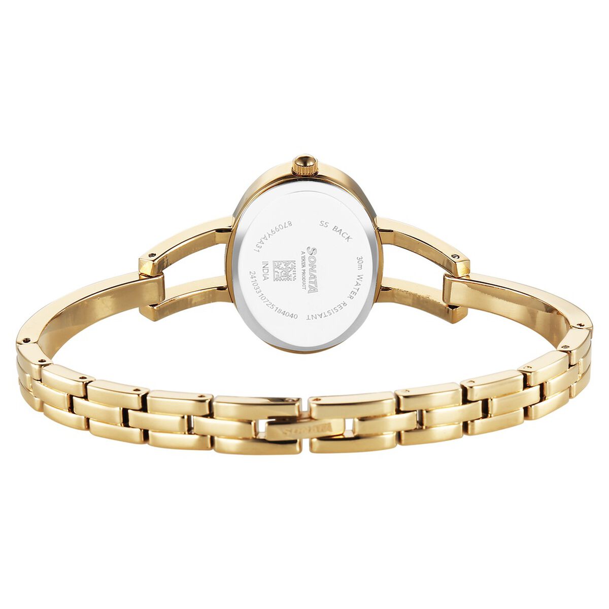 Sonata Aura Quartz Analog Silver Dial Golden Stainless Steel Strap Watch For Women 4