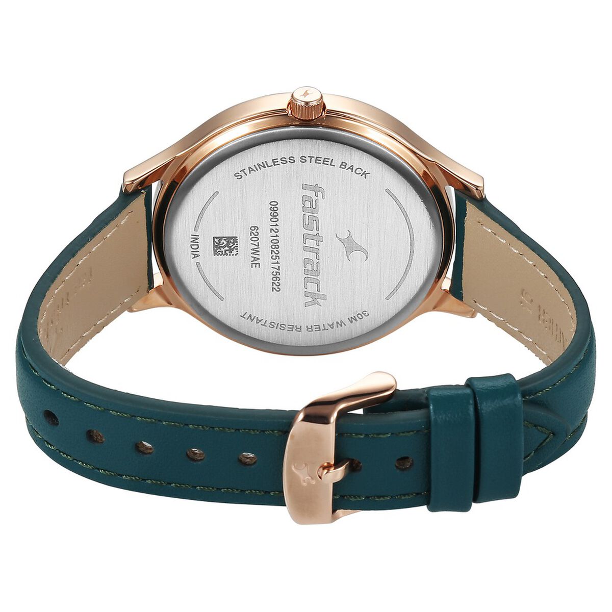 Fastrack Style Up Quartz Analog Green Dial Green Leather Strap Watch For Girls 5