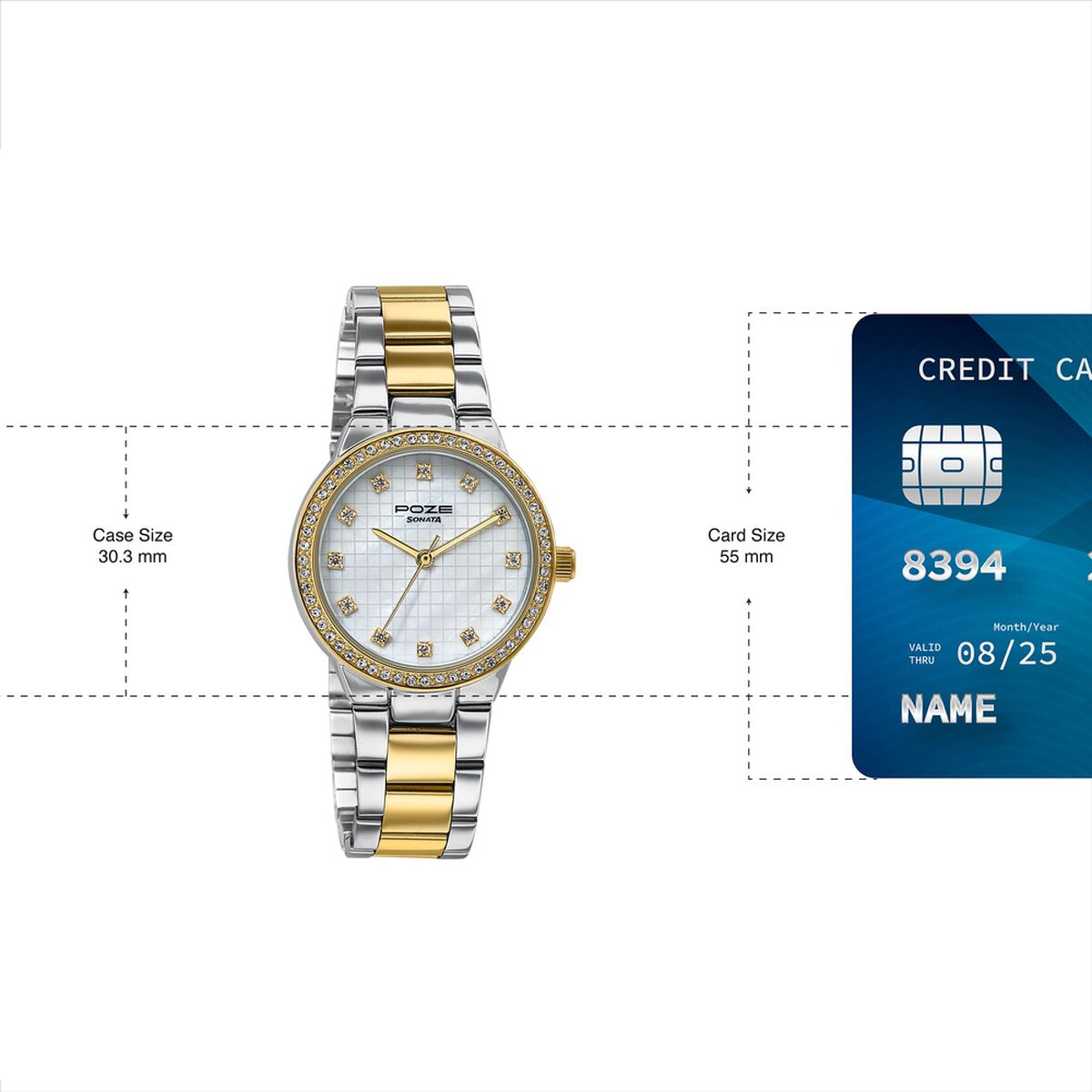 Sonata Poze Quartz Analog White Dial Two Toned Colour Stainless Steel Strap Watch For Women 4