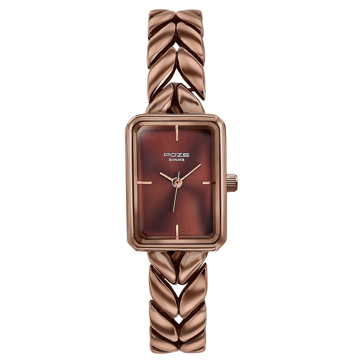 Poze By Sonata Quartz Analog Brown Dial Brown Metal Strap Watch For Women 2