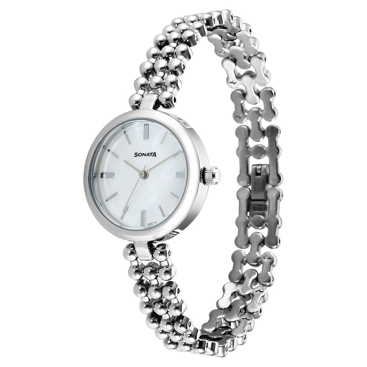 Sonata Festive Quartz Analog White Dial Metal Strap Watch For Women 2